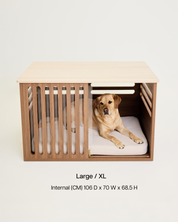 Large Buffet Table Dog Crate - Walnut Travertine